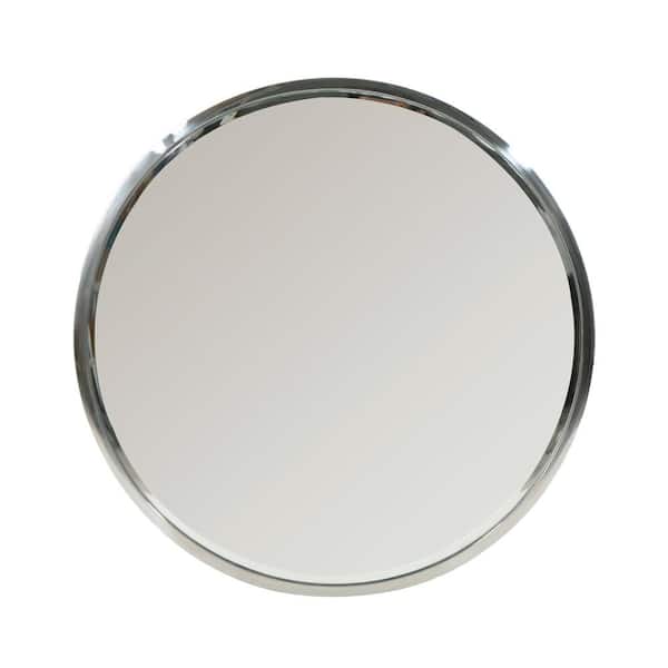 Noble House 0.75 in. H x 31.5 in. W Modern Small Round Silver Modern Mirror