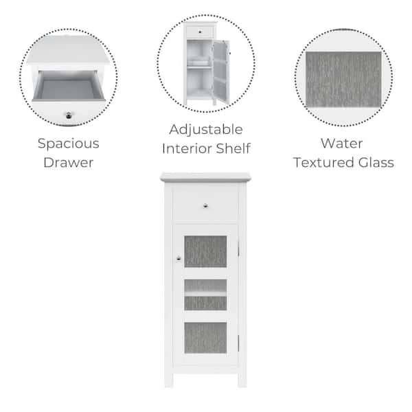 Connor 15 in. W x 14 in. D x 36 in. H Floor Cabinet with 1-Door and 1-Drawer in White