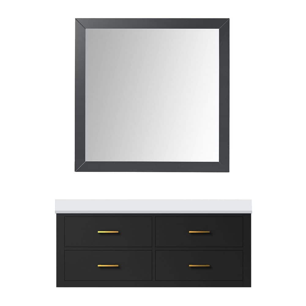Sherman 48 in. W x 22 in. D Black Single Bath Vanity with White Quartz Top and 43 in. Mirror price history on PriceWatchPro