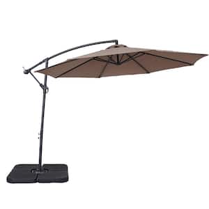 10 ft. Tan Steel Outdoor Tiltable Cantilever Umbrella Patio Umbrella With Crank Lifter