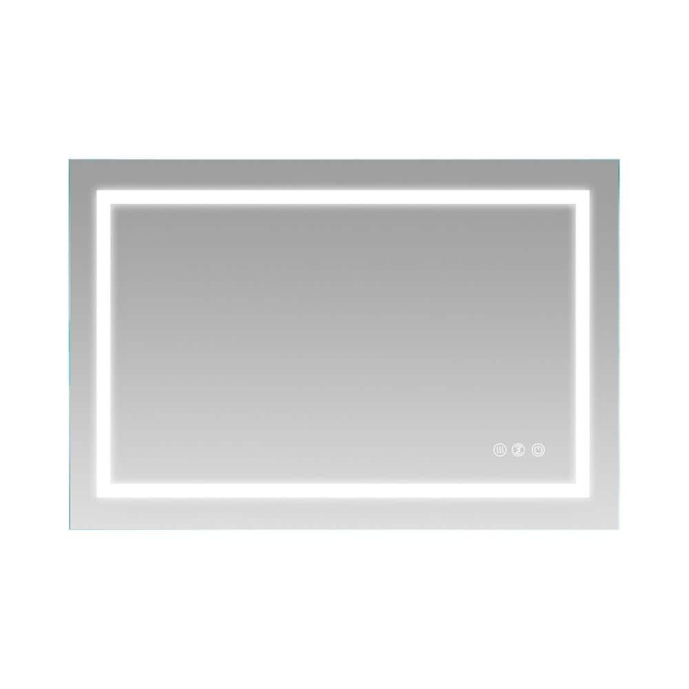 Modern 36 in. W x 24 in. H Large Lighted Rectangular Frameless Wall Mount A