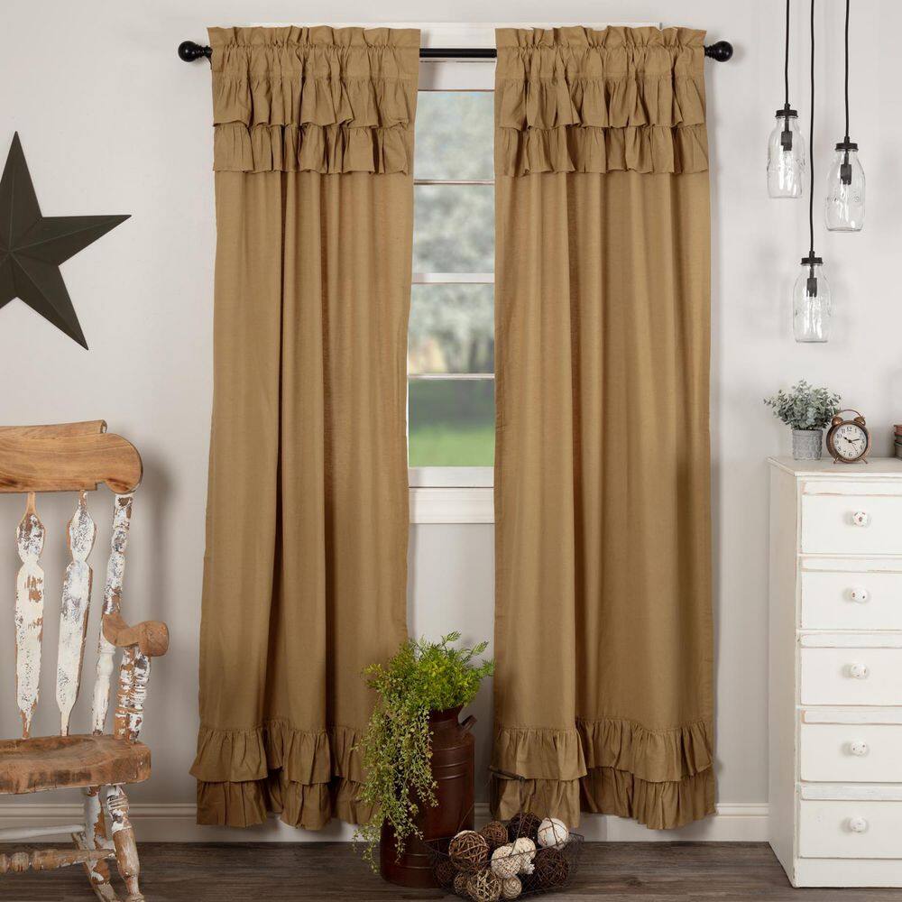 Simple Life Flax 40 in W x 84 in L Ruffled Light Filtering Rod Pocket Window Panel Khaki Pair product image for price tracking