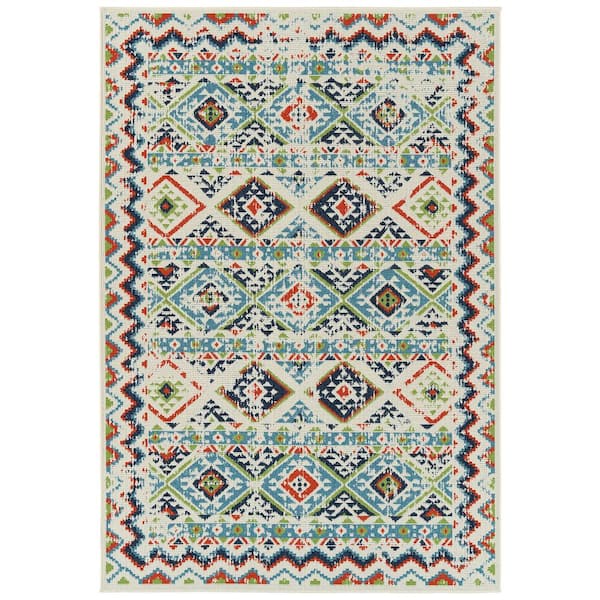 Kaleen Sunice Ivory 2 ft. 2 in. x 8 ft. Runner Residential Indoor/Outdoor Area Rug