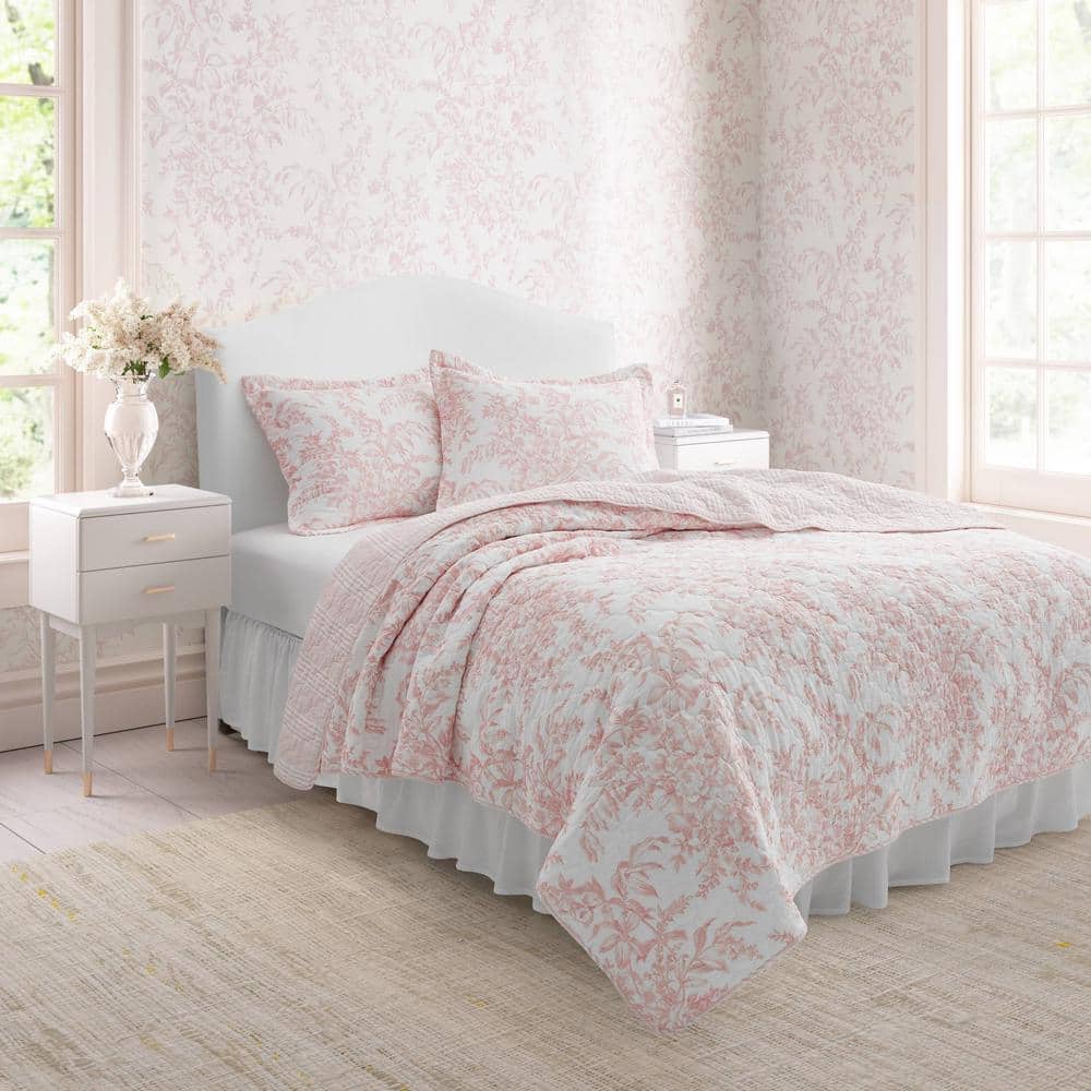 Bedford Pink Cotton Reversible King Quilt Set