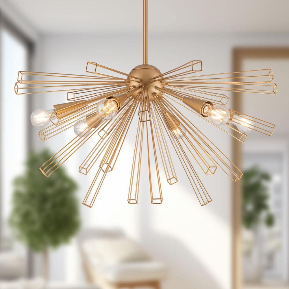 6-Light Gold Modern Geometric Satellite Chandelier