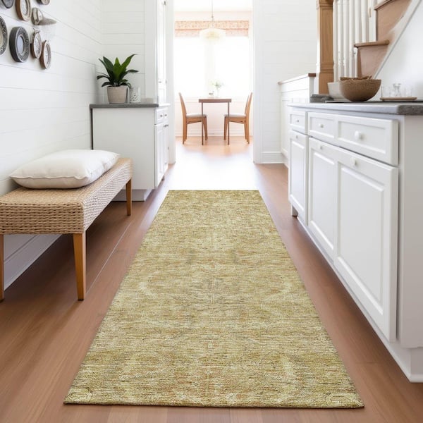 Mayfield Premium Machine Washable Abstract AMF1082 Wheat 2 ft. 3 in. x 7 ft. 6 in. Runner Rug