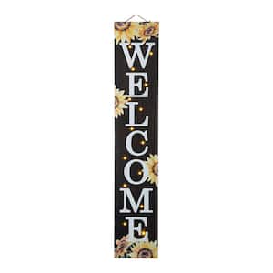 42 in. H Fall Lighted Wooden Sunflowers Welcome Porch Sign