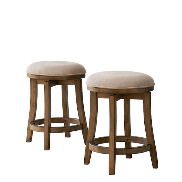 Alaterre Furniture Ellie Brown Counter Height Stool (2-Pack) with Cushioned Seat