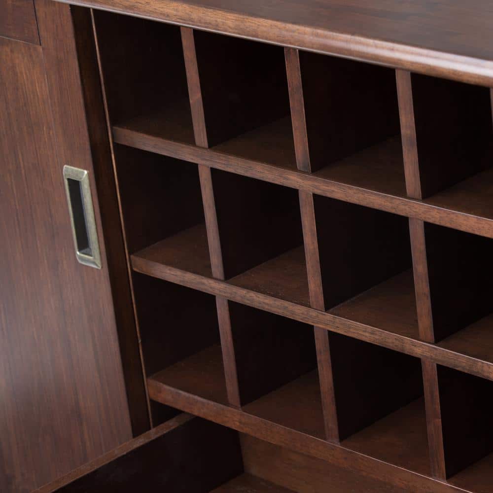 54'' Medium Auburn Brown Solid Hardwood Mid-Century Modern Sideboard