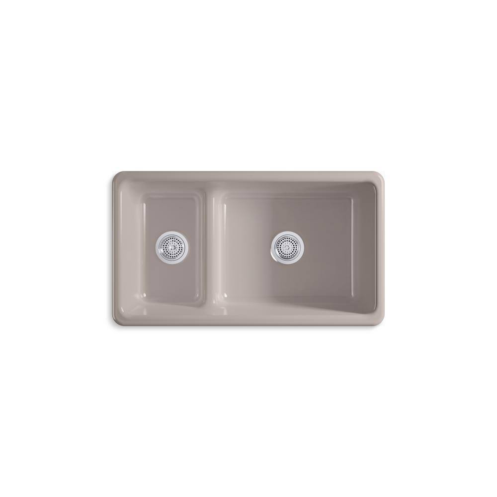 Truffle Cast Iron Double-Bowl Drop-In Kitchen Sink