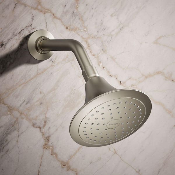 Forte 1-Spray Pattern 5.5 in. Single Wall Mount Fixed Rain Shower Head in Vibrant Brushed Nickel