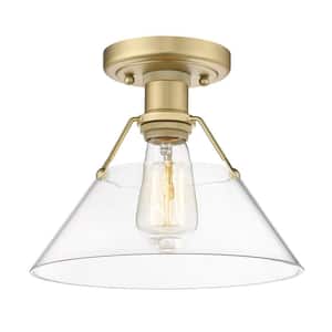 Orwell 10 in. 1-Light Brushed Champagne Bronze with Clear Glass Shade Flush Mount
