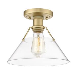 Orwell 10 in. 1-Light Brushed Champagne Bronze with Clear Glass Shade Flush Mount