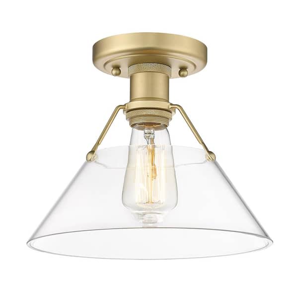 Golden Lighting Orwell 10 in. 1-Light Brushed Champagne Bronze with Clear Glass Shade Flush Mount