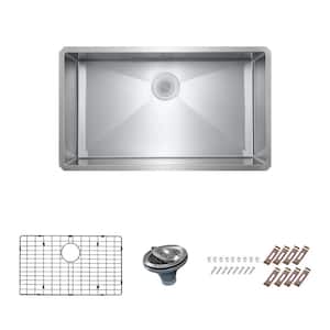 Bryn Stainless Steel 16-Gauge 30 in. x 19 in. Single Bowl Undermount Kitchen Sink with Grid and Drain