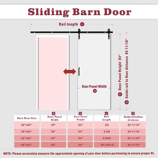 42 in. W. x 84 in. V-Shape White Finished MDF Sliding Barn Door with Hardware Kit
