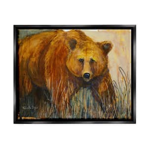 Modern Bear Wildlife Scene Design by Roberta Dyer Floater Framed Animal Art Print 31 in. x 25 in.
