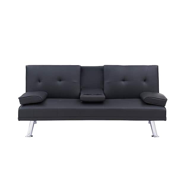 ATHMILE 67 in. Black Multifunctional Folding Twin Size Sofa Bed