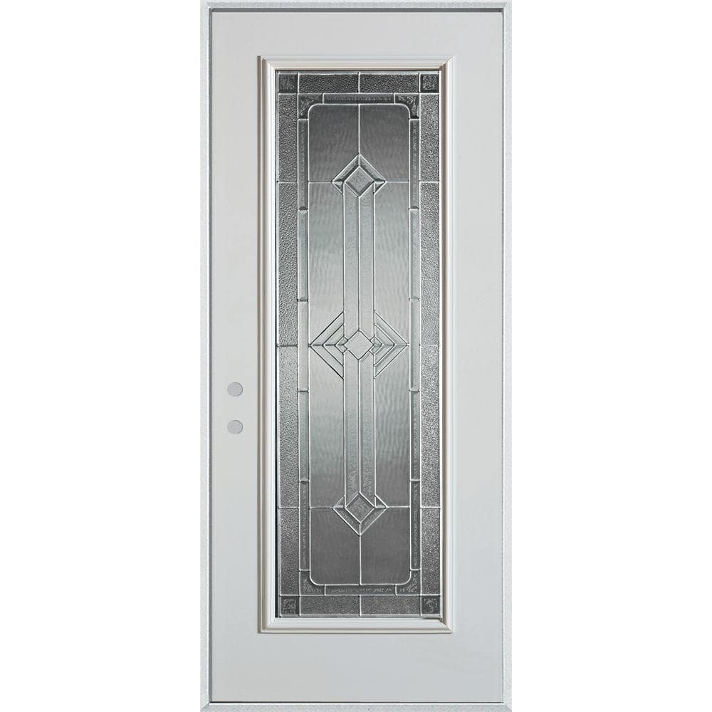 Stanley Doors 32 in. x 80 in. Neo-Deco Zinc Rectangular 1 Lite 2-Panel  Painted White Right-Hand Inswing Steel Prehung Front Door 1532A-A-32-R-Z -  The Home Depot