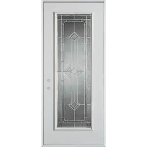 36 in. x 80 in. Neo-Deco Zinc Full Lite Painted White Right-Hand Inswing Steel Prehung Front Door