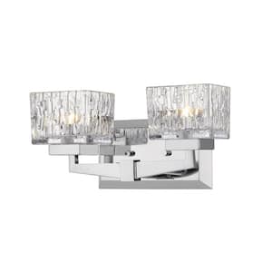 13.5 in. 2-Light Chrome Vanity Light with Clear Glass