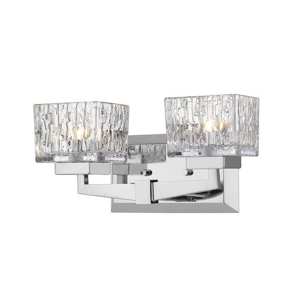Unbranded 13.5 in. 2-Light Chrome Vanity Light with Clear Glass