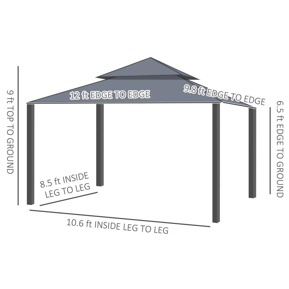 Beige and Brown Double Roof Patio Gazebo with Netting and Curtains
