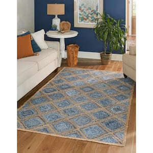 Braided Jute Blue 6 ft. x 9 ft. Bengal Area Rug