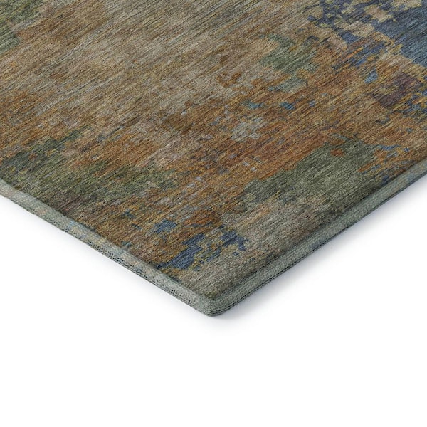 Mayfield Premium Machine Washable Abstract AMF2067 Denim 3 ft. x 4 ft. Area Rug