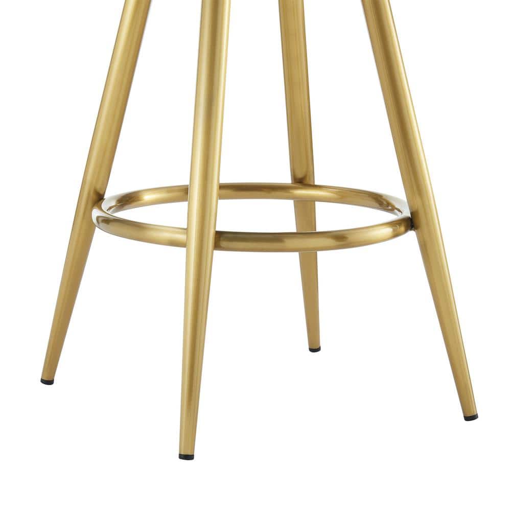 Justin 26" Taupe Swivel Counter Stool with Gold Metal Frame