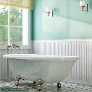 Laughlin 60 in. Acrylic Clawfoot Bathtub in White, Ball-and-Claw Feet, Drain in Brushed Nickel