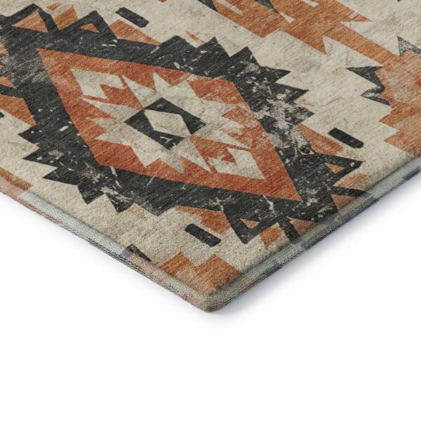 Mayfield Premium Machine Washable Abstract AMF1878 Terracotta 3 ft. x 4 ft. Area Rug