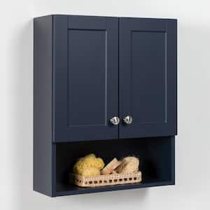 Lancaster 21 in. W x 8 in. D x 26 in. H Surface-Mount Shaker Bathroom Storage Wall Cabinet in Deep Blue