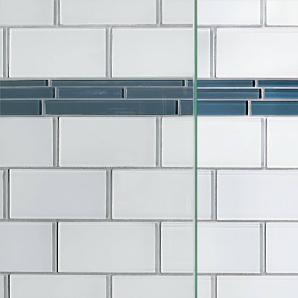 Vinesse 47" x 76" Frameless Clear Glass Shower Door with Brushed Nickel Finish