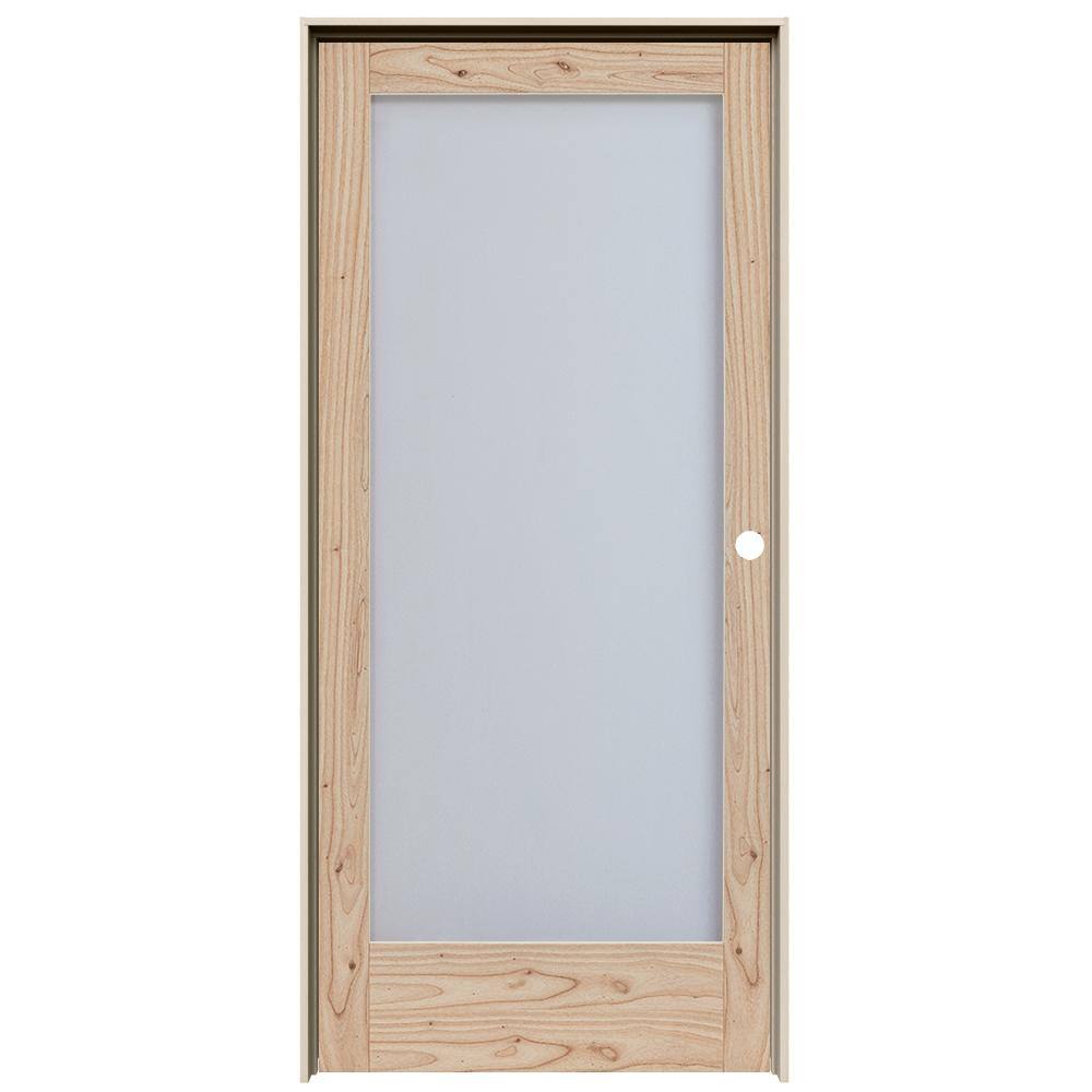 MODA Rustic 30 in. x 80 in. Left-Handed Full Lite Frosted Glass Natural Unfinished Wood Single Prehung Interior Door price history on PriceWatchPro