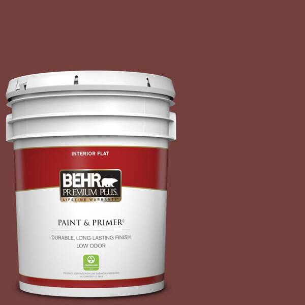 BEHR PREMIUM PLUS 5 gal. #BXC-18 Poisonberry Flat Low Odor Interior Paint & Primer