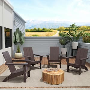 Shoreside Dark Brown Folding Adirondack Chair (Set of 4)