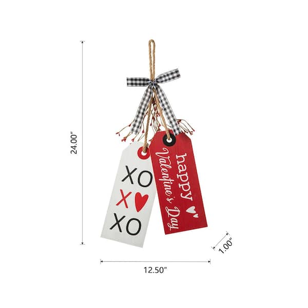 Glitzhome 24H Valentine's Wooden Doorknorb Hanging Decor