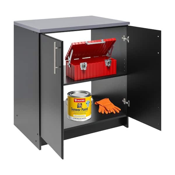 Wood Freestanding Garage Cabinet in Black (32 in. W x 36 in. H x 24 in. D)