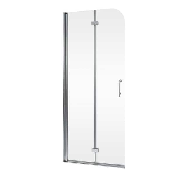 WELLFOR 30 in. W x 72 in. H Sliding Bi-Fold Frameless Shower Door in Chrome Finish Hinged 6 mm Glass Door Panel