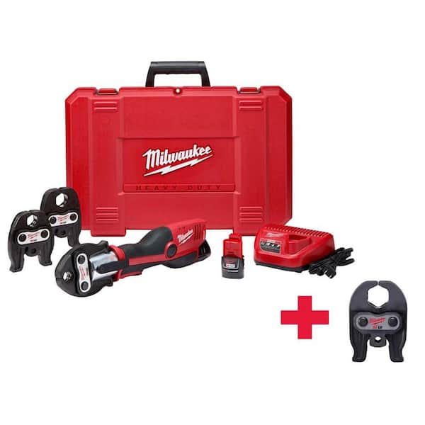 Milwaukee M12 12-Volt Lithium-Ion Force Logic Cordless Press Tool Kit w/ 1/2 in. - 1-1/4in. CTS Jaws, (2) 1.5Ah Batteries & Case