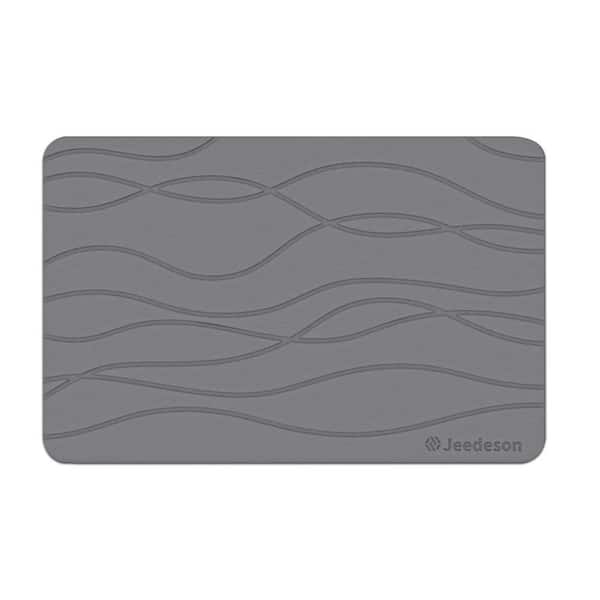 15.4 in. x 23.6 in. Stone Bath Mat, Quick Drying Bathroom Floor Mat, Natural, Easy to Clean, Dark Gray