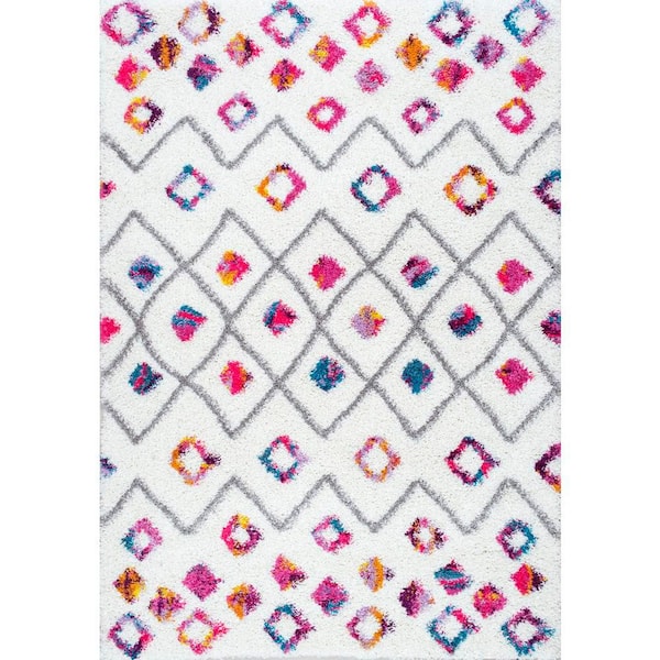 nuLOOM Bohemian Shag Tatyana Pink Multi 7 ft. x 9 ft. Area Rug