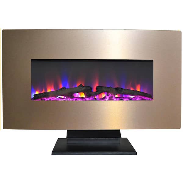 Hanover Fireside 36 in. Electric Fireplace with Multi-Color Log Display and Metallic Bronze Frame