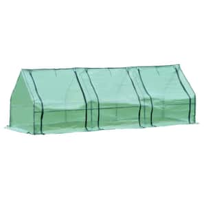 9 ft. W x 3 ft. D x 3 ft. H Portable Mini Greenhouse Kit with 3 Roll-up Zipper Doors, Green