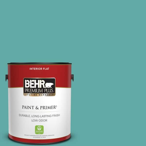 BEHR PREMIUM PLUS 1 gal. #500D-5 Teal Zeal Flat Low Odor Interior Paint & Primer
