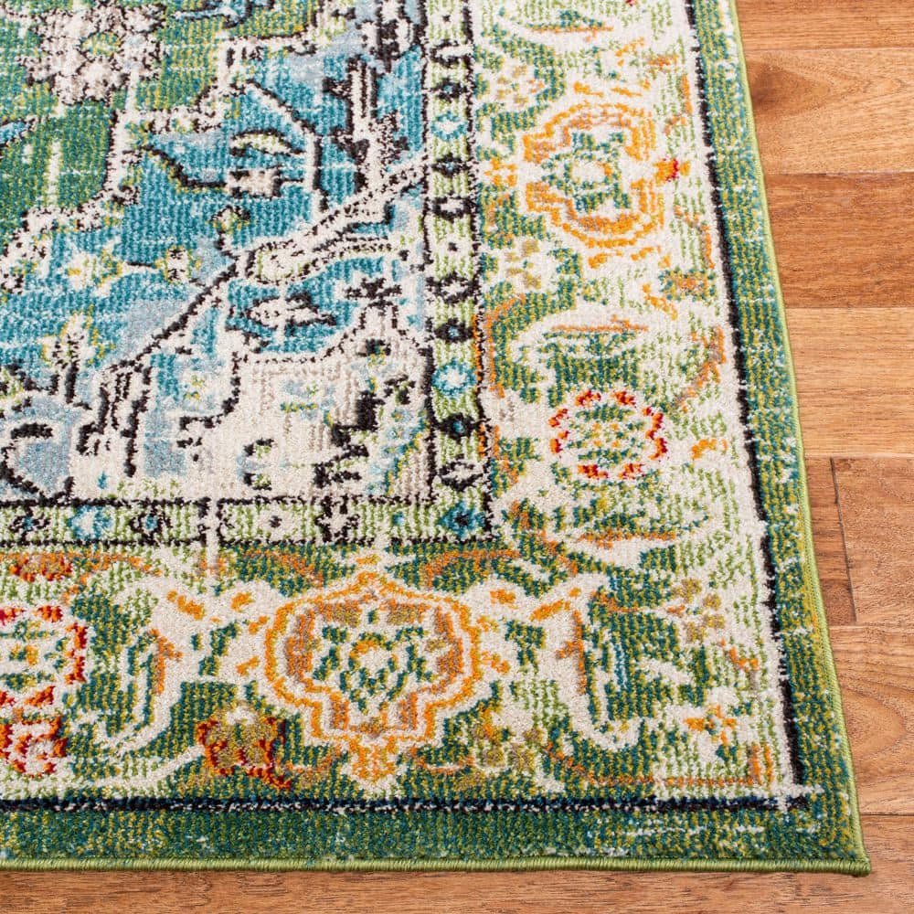 Monaco Green and Turquoise Synthetic Rectangular 8' x 10' Area Rug