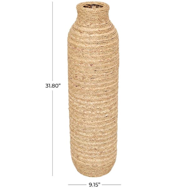 Brown Handmade Tall Woven Floor Faux Seagrass Decorative Vase