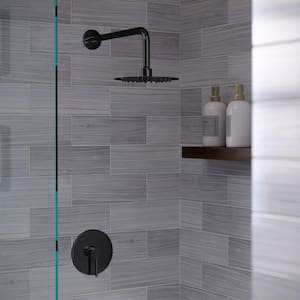 Ivy 1-Spray Patterns with 1.8 GPM Showerhead Face Diameter 8 in. Wall Mounted Fixed Shower Head in Matte Black