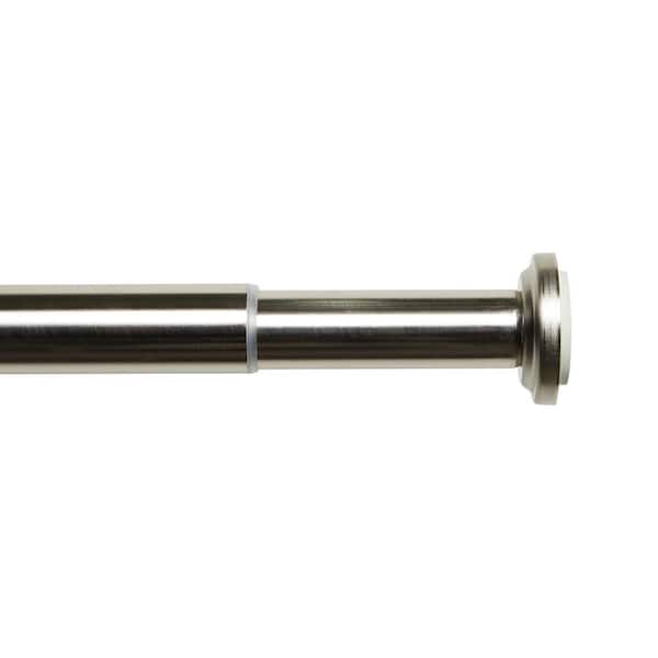 EXCLUSIVE HOME Tension 36 in. - 63 in. Adjustable 1 in. Single Curtain Rod Kit in Brushed Nickel with Finial